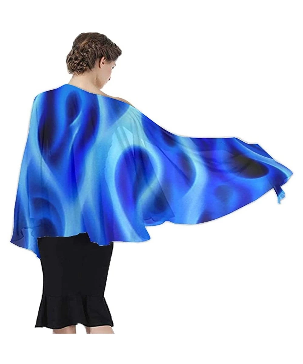 Cover-Ups Women Girls Fashion Chiffon Beach Bikini Cover Up Sunscreen Wrap Scarves - Blue Flame Fire - C1196SYXTMX