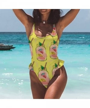 Rash Guards Lemonade Cute Two Piece Pools Off Shoulder Swimsuit Waisted Trim Bottom&Bra for Girls - Style1-6 - CL19DI62XU3