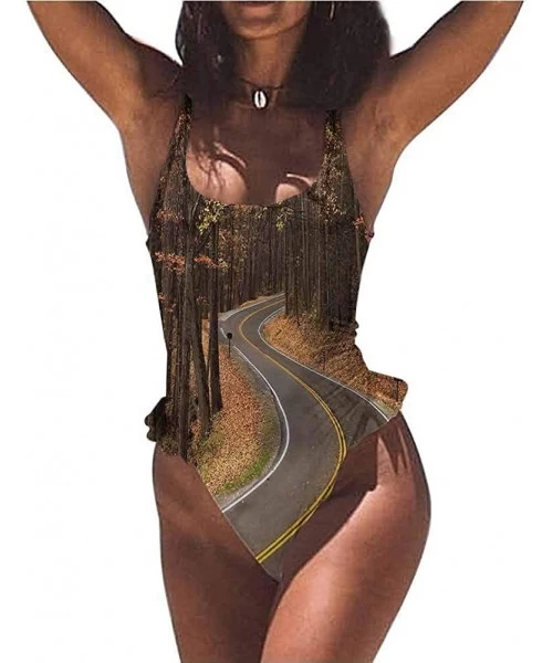 Bottoms Bathing Suits Fall- Roadway Mountains Travel So Comfortable and Flattering - Multi 01-one-piece Swimsuit - CP19E70TE7G