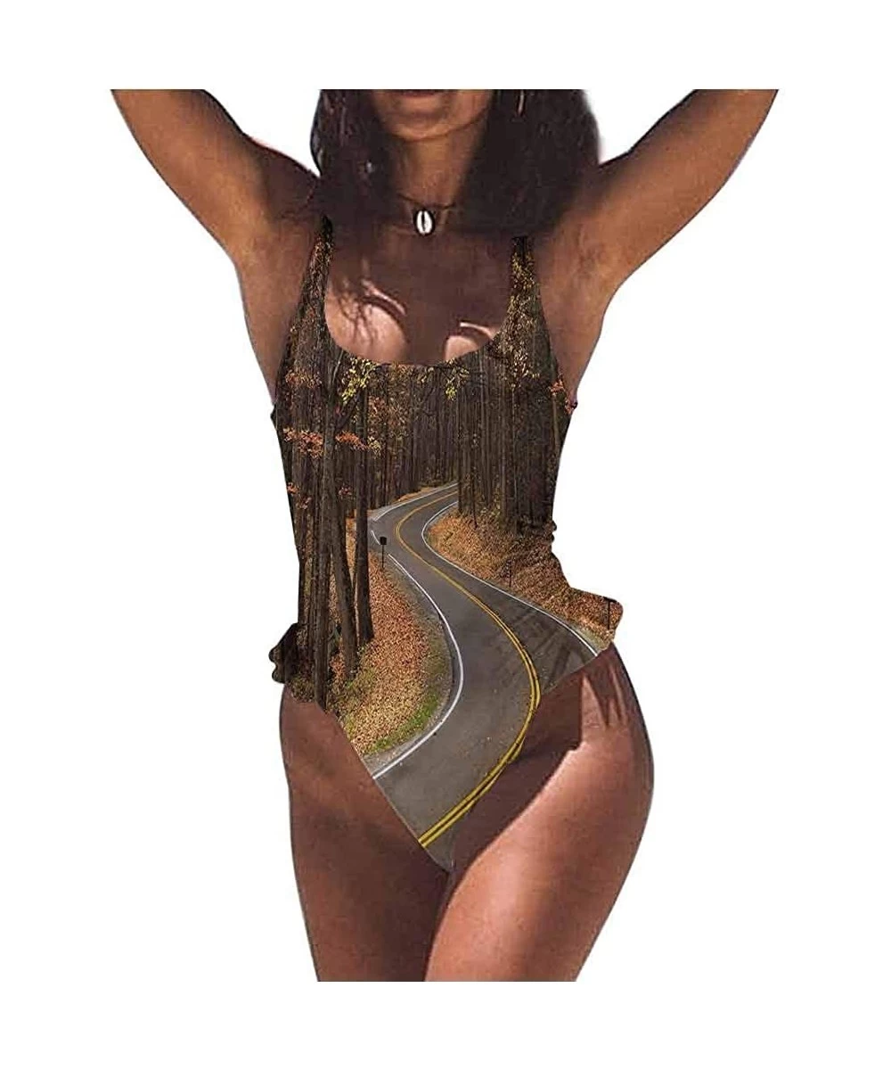 Bottoms Bathing Suits Fall- Roadway Mountains Travel So Comfortable and Flattering - Multi 01-one-piece Swimsuit - CP19E70TE7G