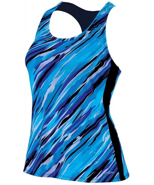 Racing Women's Aquashape Racerback Tankini Swimsuit Top (Turquoise Cascade- XXL) - CZ12MXCI289