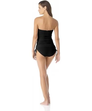 One-Pieces Women's Twist Front Shirred One Piece Swimsuit - Black - CX18K2Y5YOX