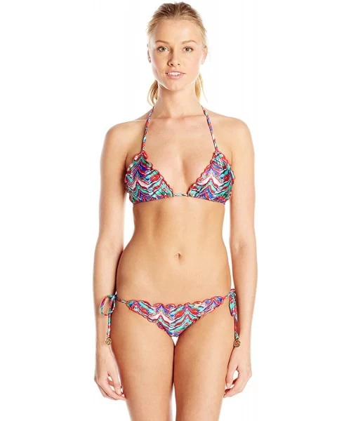 Tankinis Women's Besos De Sal Wavey Brazilian Tie Side Bikini Bottom - Multi - C111QVPJ23L