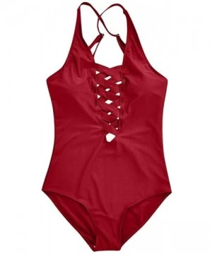 Sets Women's Push up Ladies One Piece Swimsuit Tummy Control Bathing Suit Swimwear Tops Bikini Set - Red - CS1953N38RZ