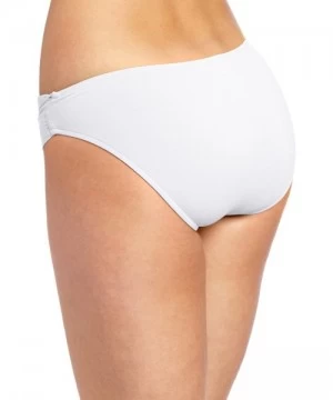 Bottoms Women's Twist Band Hipster Full Coverage Bikini Bottom Swimsuit - Solid White - CZ112UF405V