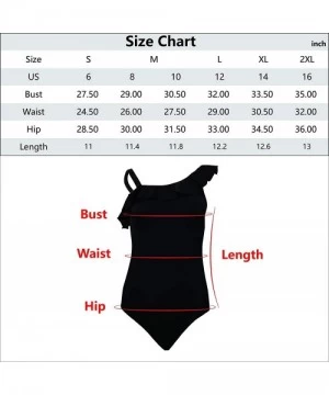 One-Pieces Women Vintage 1 Piece Swimsuits Ruffle One Shoulder Bathing Suits High Waisted Tankini Set - One Shoulder-black - ...