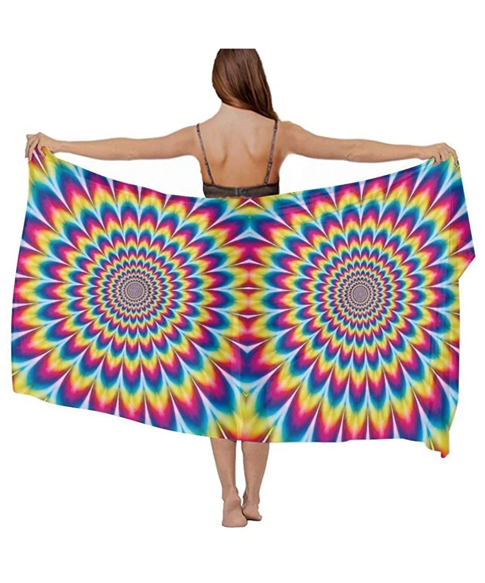 Cover-Ups Women Chiffon Scarf Shawl Wrap Sunscreen Beach Swimsuit Bikini Cover Up - Tie Dye - CV190HIL4ZZ