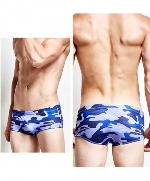 Briefs Men's Print Camoflage Low Waist Swimming Boxer Trunks - Blue Camo - CJ18550K7E7