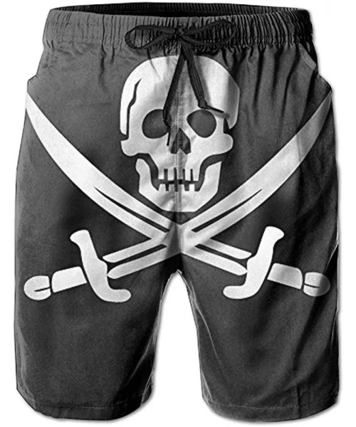 Board Shorts Beach Shorts Danger Pirate Men Short Beach Pant Quick-Drying Board Pants - White - C618RYE8D2Q