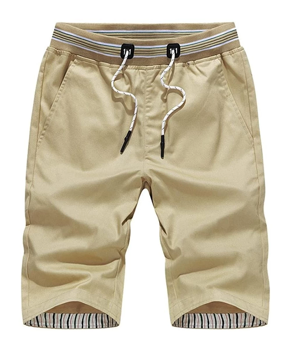 Board Shorts Pervobs Men Shorts- Mens Comfy Shorts Drawstring Trunks Quick Sport Beach Surfing Shorts Pants - Khaki - CF18EUS...