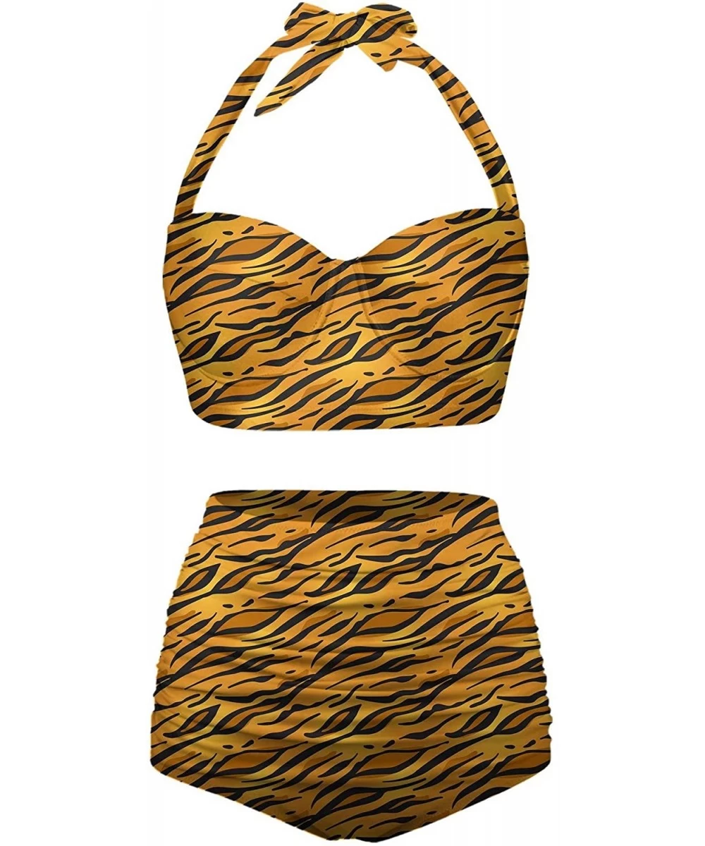 Racing Womens Underwired Bikinis Push up Leopard Swimsuits Ladies Two Piece Swimwear - Gold-2 - CB196N8T04A