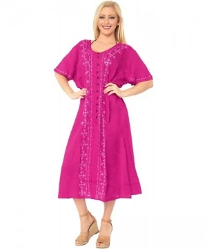 Cover-Ups Women's Midi Beach Dress Summer Casual Elegant Party Dress Embroidered - Pink_k809 - CI182H6HLWR