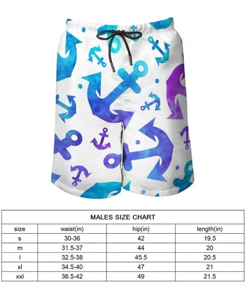 Board Shorts Anchor in a Seamless Pattern Men's Beach Shorts Casual Elastic Waist Sur Quick Dry Board Shorts Swimming Trunk -...