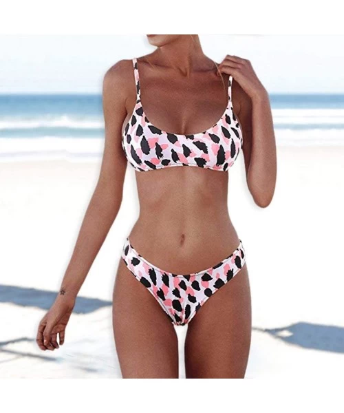 Bottoms Women Bathing Suits Womens Sexy Bandeau Bandage Bikini Set Two Piece Padded Bra Swimsuits Swimwear Swim Suit Q pink -...