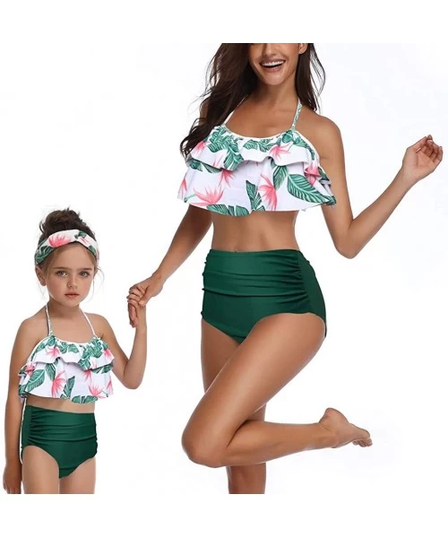 Sets Baby Girls Bikini Swimsuit Set Family Matching Mother Girl Swimwear Baithing Suit - Green - CM18D7C8RL9