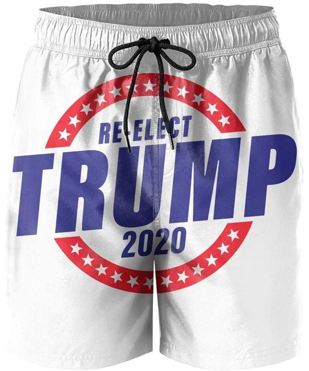 Board Shorts Trump-2020-star-blue- Man Swim Shorts Side Split Swim Trunks - White-27 - CN18U9GSUY8