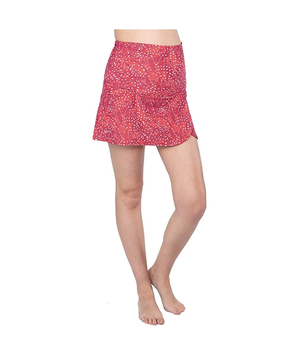 Bottoms High Waist Over The Belly Maternity Swimwear Swim Skirt-Swim Brief Attached - Red Prt - CH18K0TKDWS