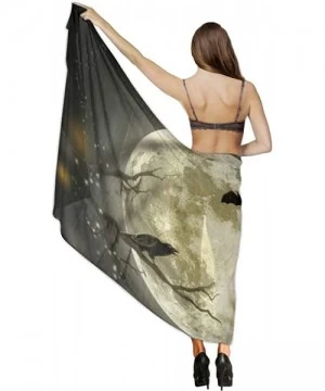 Cover-Ups Women Fahion Swimsuit Bikini Cover Up Sarong- Party Wedding Shawl Wrap - Cool Bat Crow Raven Full Moon - CG19C6NRZDQ