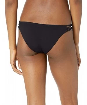 Tankinis Women's Solid Medium Side Loop Bikini Bottoms - Black - CB18EQYIA4M