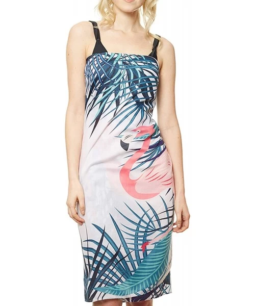 Cover-Ups Women's Summer Beach Swimwear Cover Up Sarong Wrap Dress Skirt. - Flamingo-3 - C718QEKQIGR