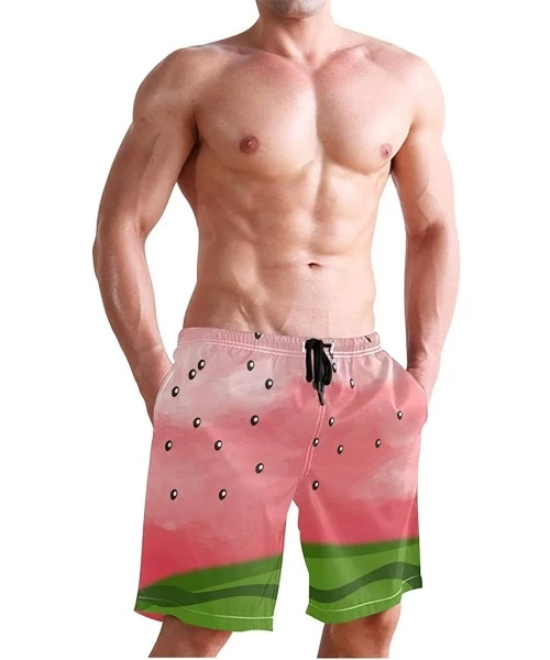 Board Shorts Men's Swim Trunks Black and White Check Flag Quick Dry Beach Board Shorts with Pockets - Funny Watermelon Fruit ...