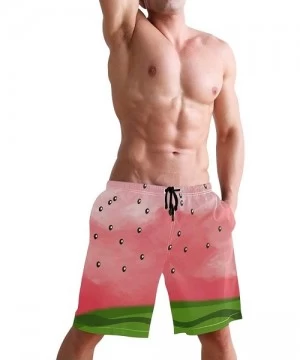 Board Shorts Men's Swim Trunks Black and White Check Flag Quick Dry Beach Board Shorts with Pockets - Funny Watermelon Fruit ...