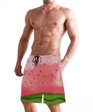 Board Shorts Men's Swim Trunks Black and White Check Flag Quick Dry Beach Board Shorts with Pockets - Funny Watermelon Fruit ...