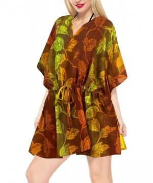 Cover-Ups Women's Midi Beach Dress Boho Flowy Party Dress Tunic T-Shirt Printed - Autumn Yellow_a388 - CZ18E5G03SZ