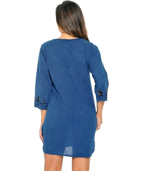 Cover-Ups Swimsuit Cover Up Tunic Resort Wear - Dark Denim - C812MAXR2Y6