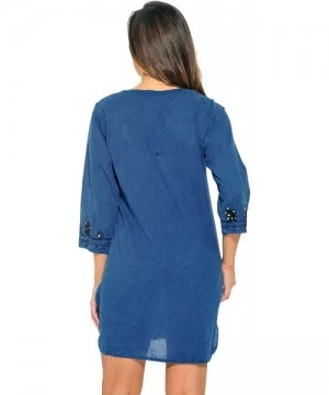 Cover-Ups Swimsuit Cover Up Tunic Resort Wear - Dark Denim - C812MAXR2Y6