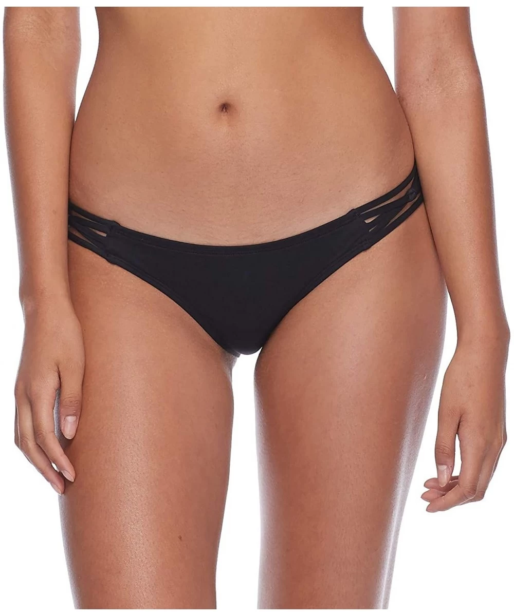 Bottoms Women's Updated Low Rider Mid Rise Bikini Bottom Swimsuit with Side Knot Detail - Black Licorice - CV18ZQE3YGA