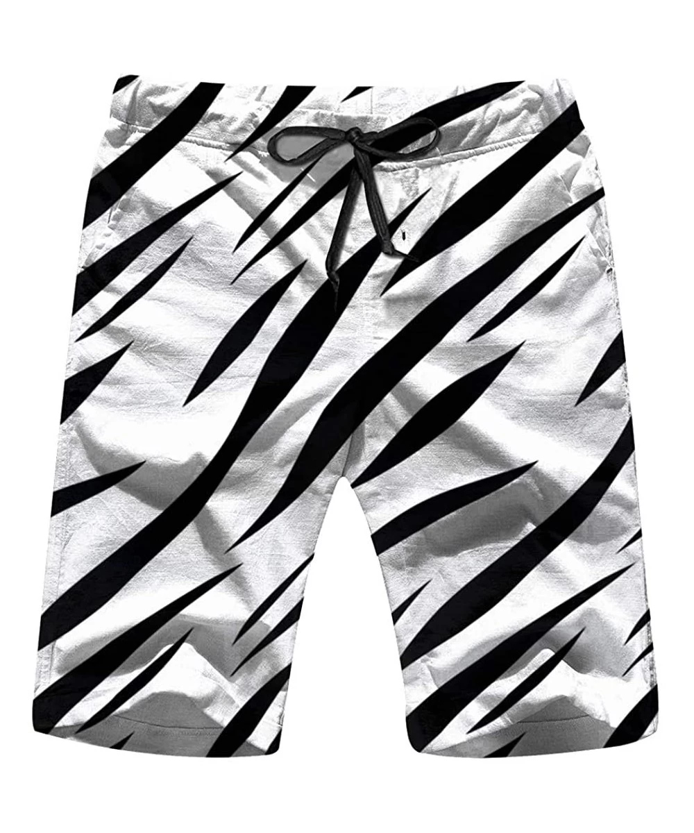 Board Shorts Animal Print Monochrome Tiger Mens Boardshorts Swim Trunks Quick-Drying Running Shorts - Multicolored - CP18WHEUY5C