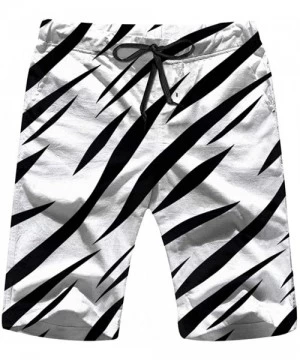 Board Shorts Animal Print Monochrome Tiger Mens Boardshorts Swim Trunks Quick-Drying Running Shorts - Multicolored - CP18WHEUY5C