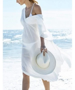 Cover-Ups Women Turkish Kaftan Swimsuit Bikini Cover Ups Casual Beach Caftan Maxi Dress - B-white - C518R59LSDM