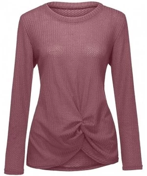 Cover-Ups Blouse Long Sleeve Shirt- 2019 Womens Casual Long Sleeve Knot Waffle Knit Tunic Blouse Cute Shirts Tops - Winered -...