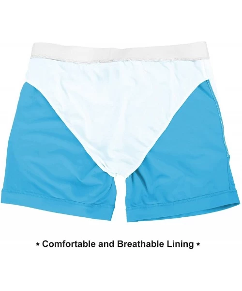 Briefs Mens Beach Swimming Trunks Board Shorts Boxer Briefs Swim Underwear with Pocket - Sky Blue - CP199LEZYST