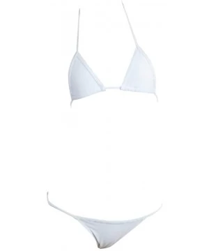 Sets Women's Micro Bikini Set Sexy Brazilian Bikini Swimwear Top and Tie Sides Bathing Suits - White - C818T04EOK4