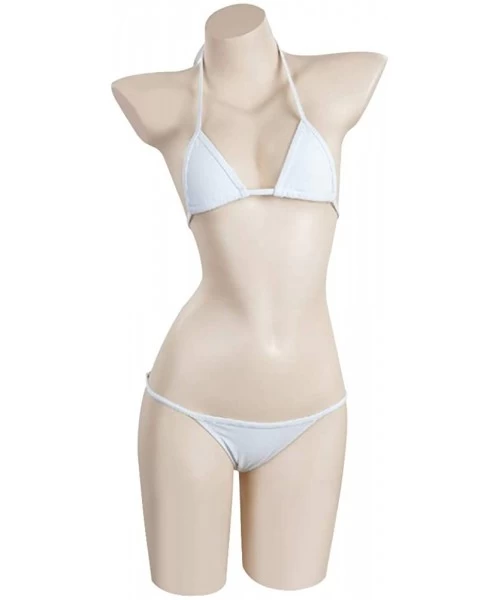 Sets Women's Micro Bikini Set Sexy Brazilian Bikini Swimwear Top and Tie Sides Bathing Suits - White - C818T04EOK4