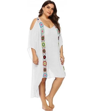 Cover-Ups Women Bathing Suit Cover Ups Swimsuit Coverups Dress Soft Crochet Bikini Beach Cover Ups - White-3xl - CG18SY4UOH7