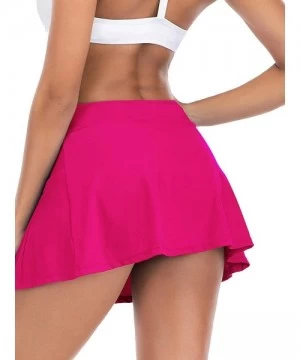 Tankinis Women's Swim Skirt High Waist Bikini Bottom Athletic Swimsuit Short Skort Swimdress - Rose Pink - CO1966LDAU5