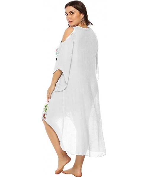 Cover-Ups Women Bathing Suit Cover Ups Swimsuit Coverups Dress Soft Crochet Bikini Beach Cover Ups - White-3xl - CG18SY4UOH7