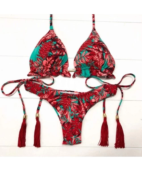 Sets Women's Floral Bathing Suit High Waisted Bikini Swimming Sets - M - CP19C9T7ARQ