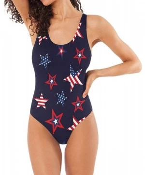 Racing American Flag Stars Pattern Swimwear for Women Girl One Piece Bathing Suit Tummy Control Backless Swimsuit Tankini Bik...