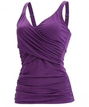 Racing Women's Aquashape Solid Wrap Tankini Top & Drying Towel Bundle - Eggplant - CV18R72ACWT