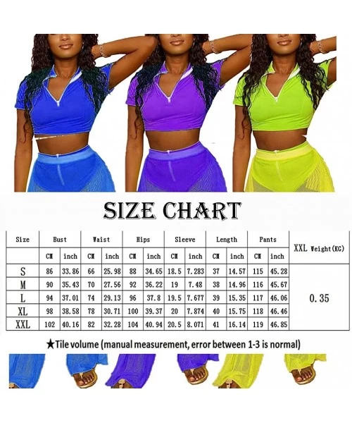 Cover-Ups Womens 3 Piece Outfits Sexy Mesh See Through Hoodies Crop Top & Ruffle Wide Leg Pants Set Swimsuit Cover Ups Beach ...