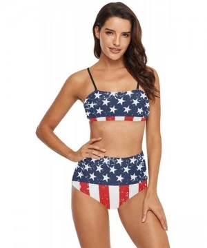 Sets Womens 2 Piece Swimsuits High Waisted Bathing Suits Bikini Set - American Flag - CS18UG4E7GL