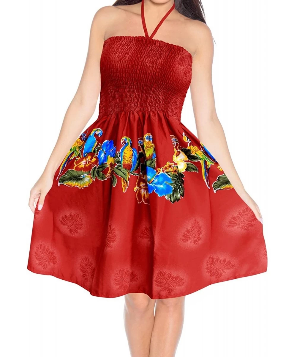 Cover-Ups Women's Midi Beach Tube Prom Party Cocktail Dress for Women Printed B - Spooky Red_m79 - CK12LB6ATDF