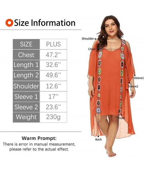 Cover-Ups Women Bathing Suit Cover Ups Swimsuit Coverups Dress Soft Crochet Bikini Beach Cover Ups - Orange-2xl - CA18UXRXNSD