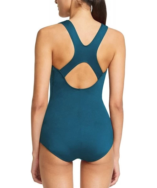 Racing Women's Conservative Athletic Racerback One Piece Training Swimsuit Swimwear Bathing Suit - Steel Blue - CU196IIAQC5