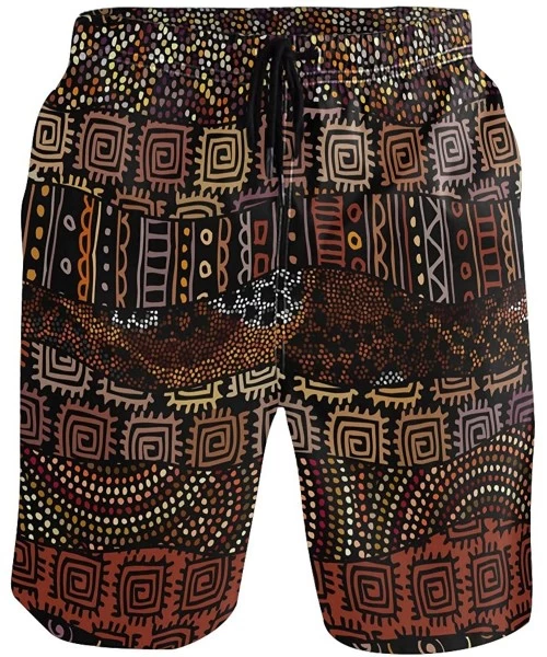 Racing Vintage Tribal African Bohemian Indian Primitive Men's Swim Trunks Quick Dry Shorts with Pockets - CU1992889NQ